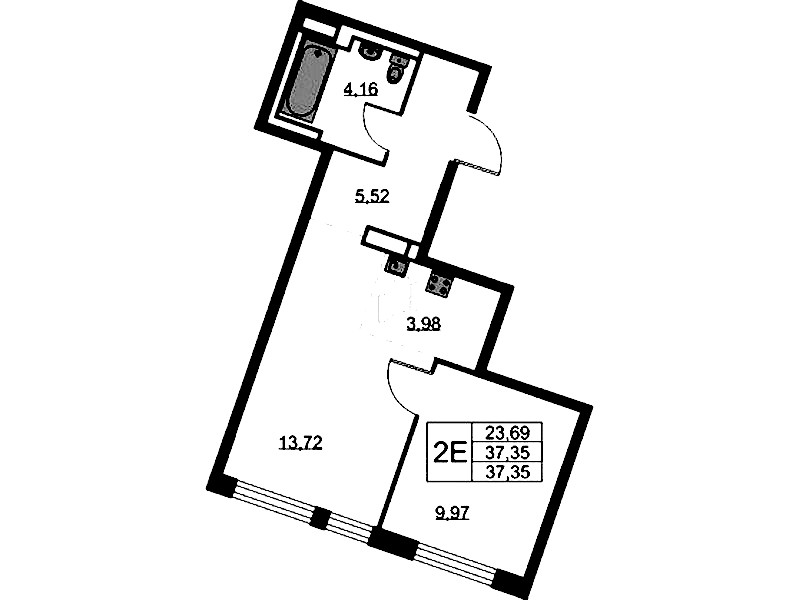1-комнатная квартира 37.35 м², 6/11 эт., ЖК «Квартал Лаголово»